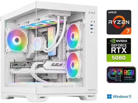 ANNI gaming namizni računalnik Gamer R7 7800X3D Ryzen 7 7800X3D/32GB/2TB SSD/Windows 11 Home/RTX 5080/bela