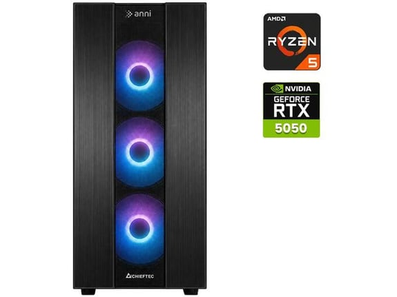 ANNI gaming namizni računalnik Gamer Optimal R5 5500 Ryzen 5 5500/16GB/1TB SSD/RTX 5050/črna