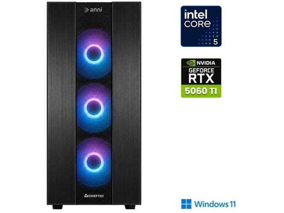 ANNI gaming namizni računalnik Gamer Advanced i5-14400F/16GB/1TB SSD/Windows 11 Home/RTX 5060 Ti/črna