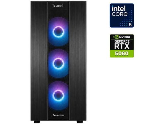 ANNI gaming namizni računalnik i5-14400F/16GB/1TB SSD/RTX 5060/črna