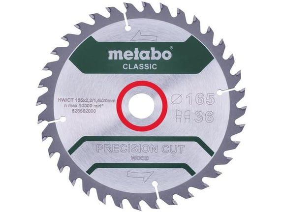 METABO TCT list za krožno žago precision cut, 165 mm, 36 zob, 628662000