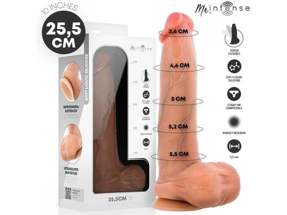 MR. INTENSE realistični prisesalni dildo Mr Intense Bruce Flesh, tekoči silikon, kožna, 25,5 cm