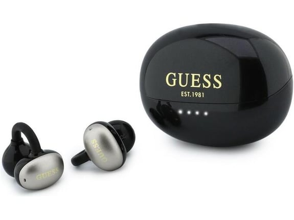 GUESS brezžične slušalke z mikrofonom OWS Metallic Finish, črna