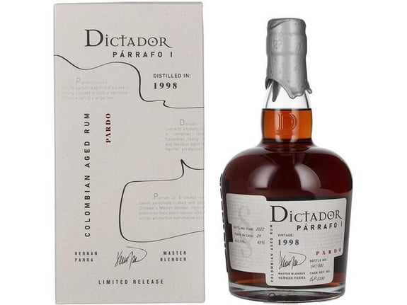 DICTADOR rum Parrafo I 24 Years Old Pardo Vintage 1998 + GB, 0,7 l