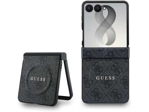 GUESS ovitek za usnjen 4G Magnetic Samsung Galaxy Z Flip8, črn