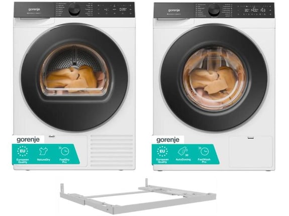 GORENJE set pralni stroj WG694A1P3 + sušilni stroj DG69D + vezni člen WZ000T10W