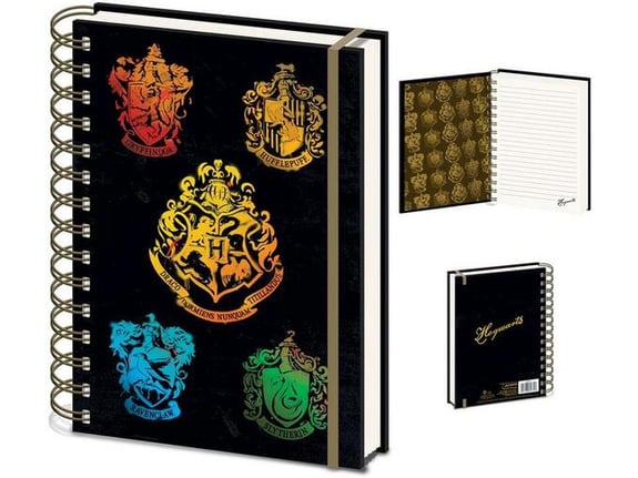 PYRAMID INTERNATIONAL dnevnik Harry Potter Colourful Crest Dark, spiralna vezava, A5