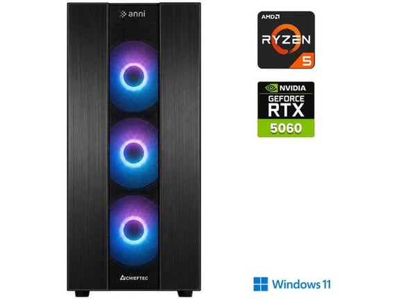 ANNI gaming namizni računalnik Gamer Advanced Ryzen 5 5600X/16GB/1TB SSD/Windows 11 Home/RTX 5060