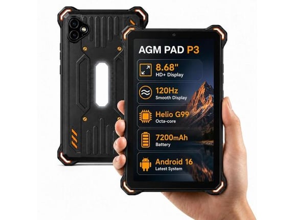 AGM robustni tablični računalnik PAD P3 Compact, 6+128 GB, 8,68'', črna, LTE