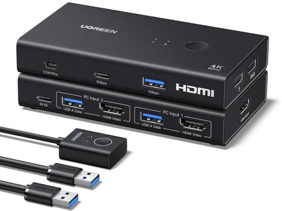 UGREEN KVM pretvornik 2x HDMI na HDMI 4K, 75246