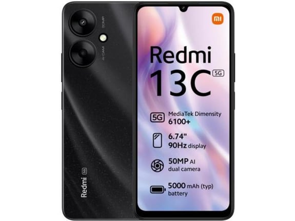 XIAOMI pametni telefon Redmi 13C, 5G, 4GB/128GB, črna