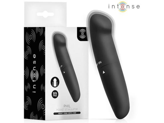 INTENSE FUN mini vibrator Phil Black, za G-točko, črna, 13 cm
