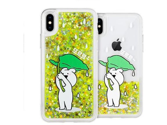 ONASI silikonski ovitek Teddy za Samsung Galaxy S9, prozorna, zeleni bleščice