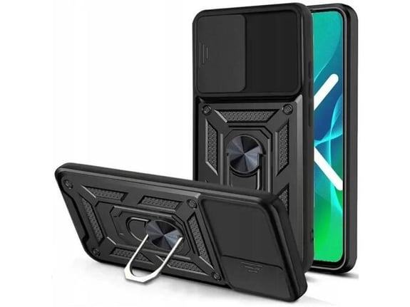 ONASI silikonski ovitek Armor Ring za Xiaomi Redmi 12C, črna