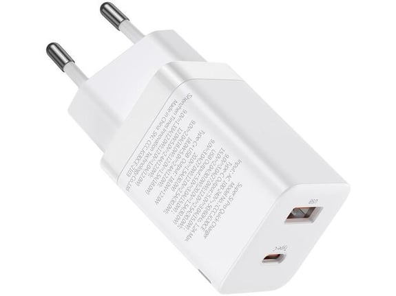 BASEUS adapter hišni polnilec Super-Si Pro QC vhod Type C in Type A (EU Blister) - bel