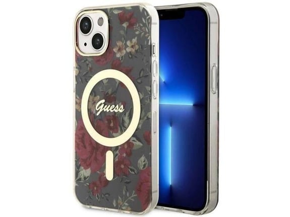GUESS ovitek Flowers za iPhone 14 6.1, kaki, GUHMP14SHCFWSA