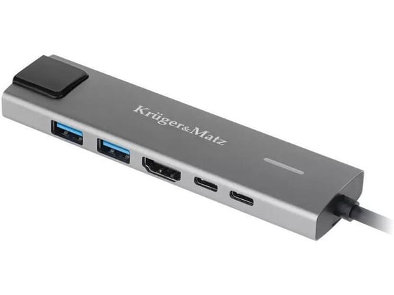 KRUGER-MATZ pretvornik USB tip-C na HDMI/2x USB3.0/2x USB tip C/RJ45 CC-HUB-KM0391