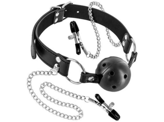 FETISH TENTATION Gag S ŠČipalkami Za BradaviČke