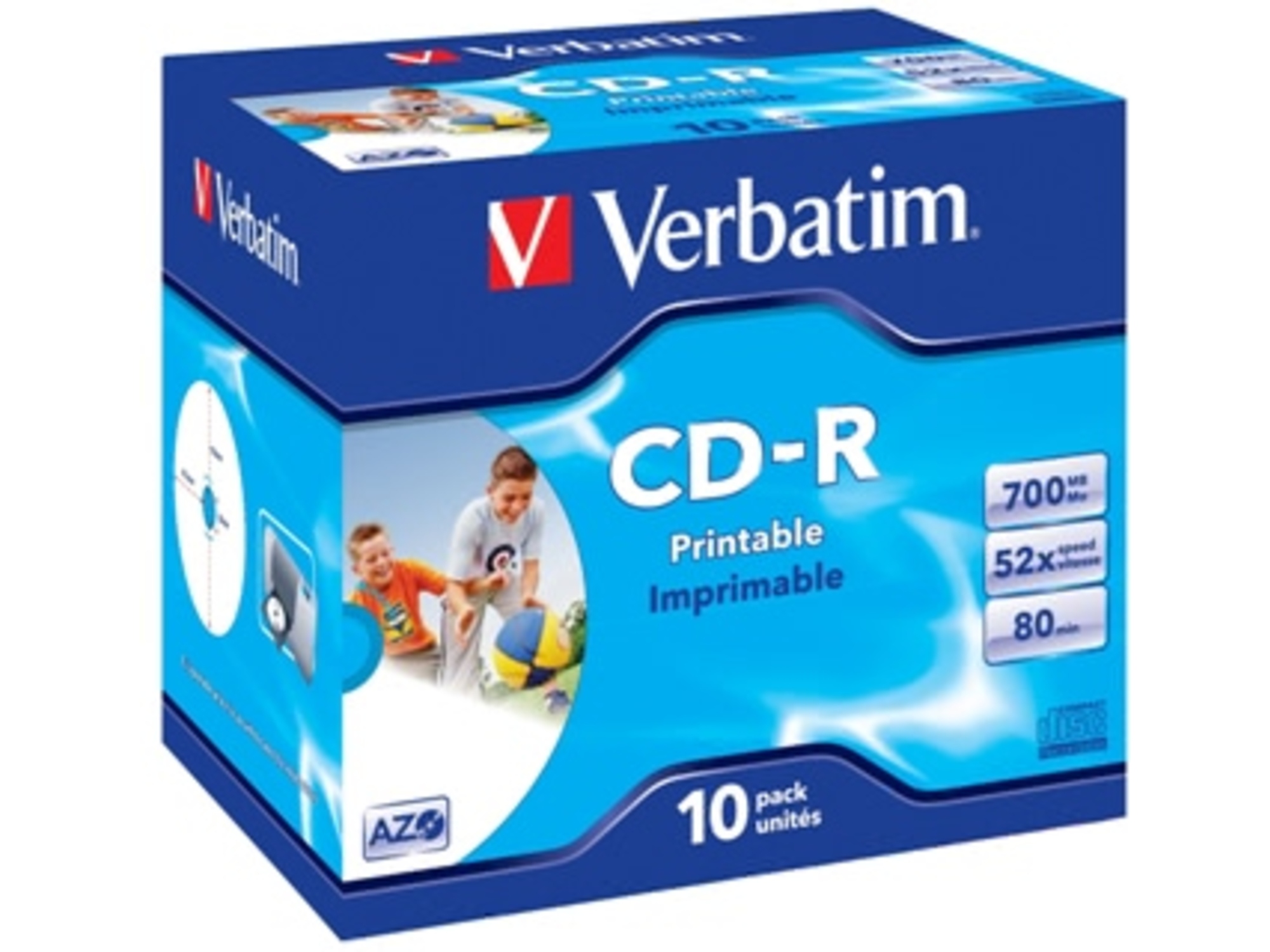 Verbatim medij CD-R WIDE PRINTABLE SURFACE 10PK 43325 CD-R AZO 700MB 52X