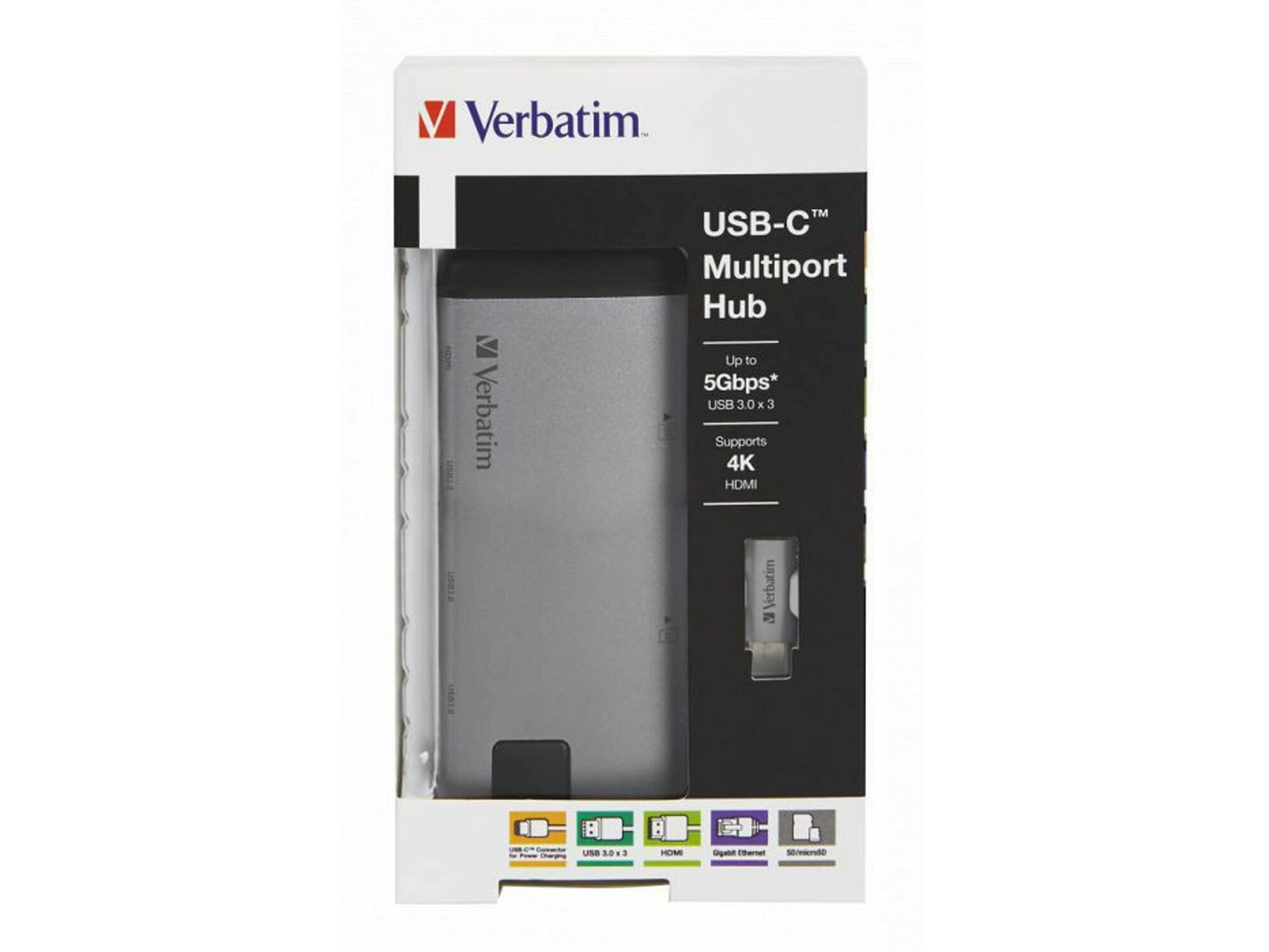 VERBATIM Multiport Hub USB-C/2xUSB3.0/HDMI (4K)/RJ45/SD/mSD 049142 USB-C