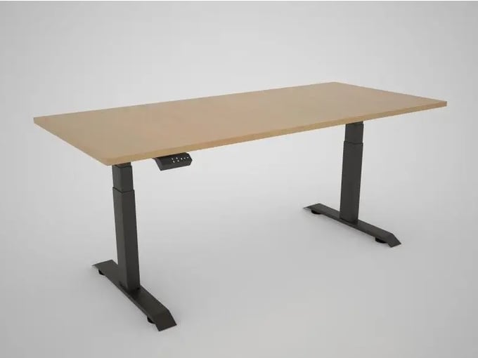 MS VISCOM dvižna miza s ploščo v dekorju egger ellmau bukev - 1600 x 800 mm, črno podnožje