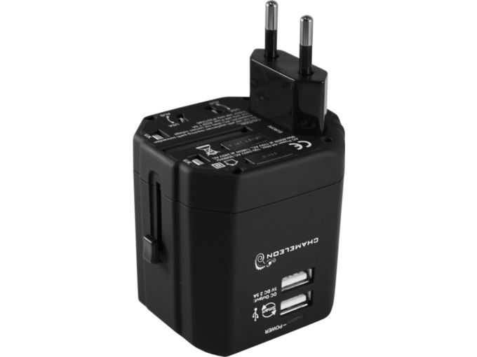 Chameleon Potovalni adapter in polnilec za telefon, 2-portni (2x USB izhod 2.5A) - YM-126