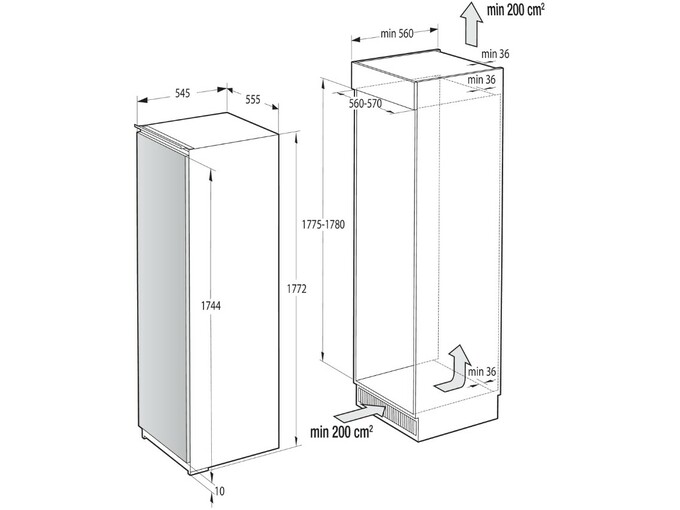 GORENJE vgradni hladilnik z zamrzovalnikom zgoraj RBI5182A1