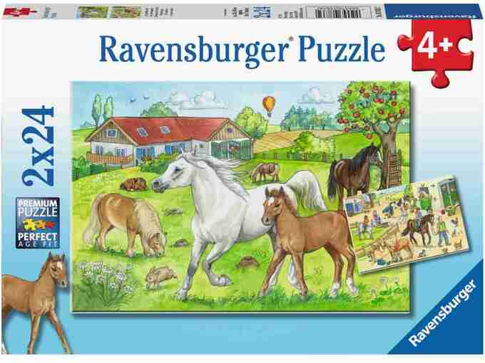 RAVENSBURGER 2x24 delna sestavljanka Konji na kmetiji