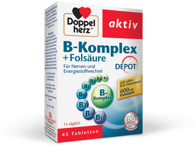 Doppelherz Aktiv B-Kompleks + folna kislina, 45 tablet