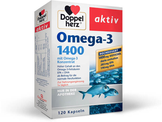 Doppelherz Aktiv Omega-3 1400 mg s koncentratom Omega-3, XXL pakiranje