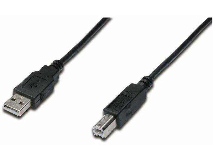 DIGITUS Kabel USB A-B 0,5m Digitus dvojno oklopljen črn AK-300105-005-S