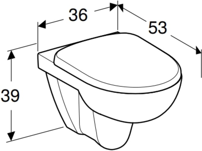 GEBERIT set stenske WC školjke z desko s pokrovom Selnova, brez roba, 53 cm, bela, 501.751.00.1
