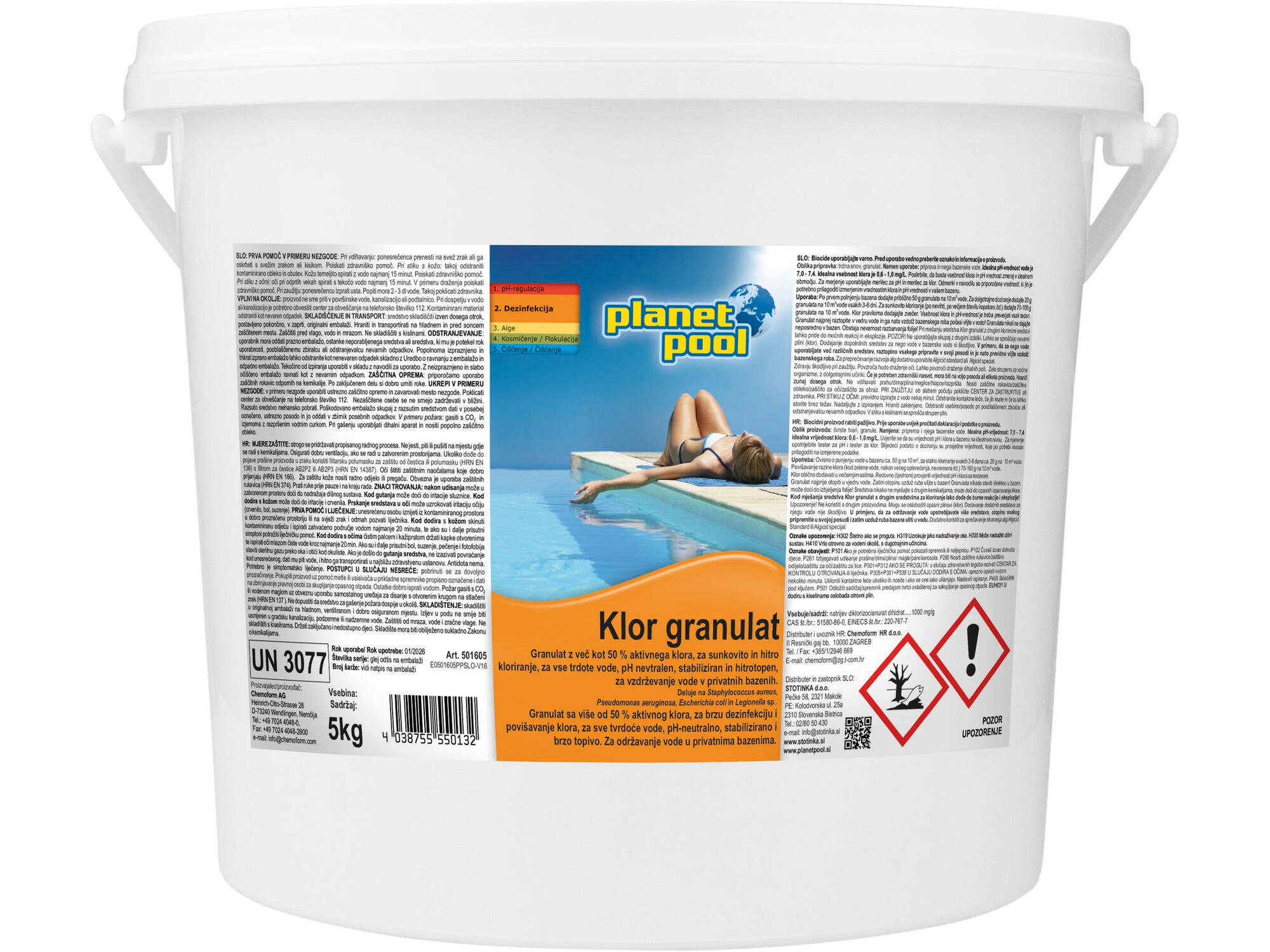 PLANET POOL sredstvo za prvo ali sunkovito kloriranje vode Klor granulat 5 kg - hitrotopen 1335