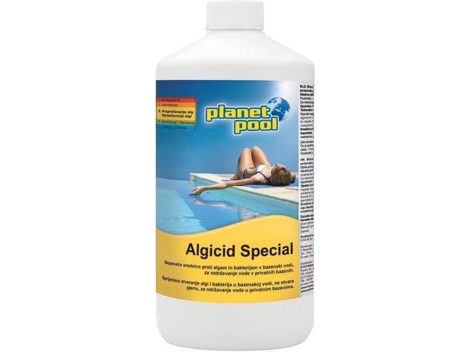 PLANET POOL nepeneče sredstvo za zatiranje alg in bakterij v bazenski vodi Algicid special 1 lit