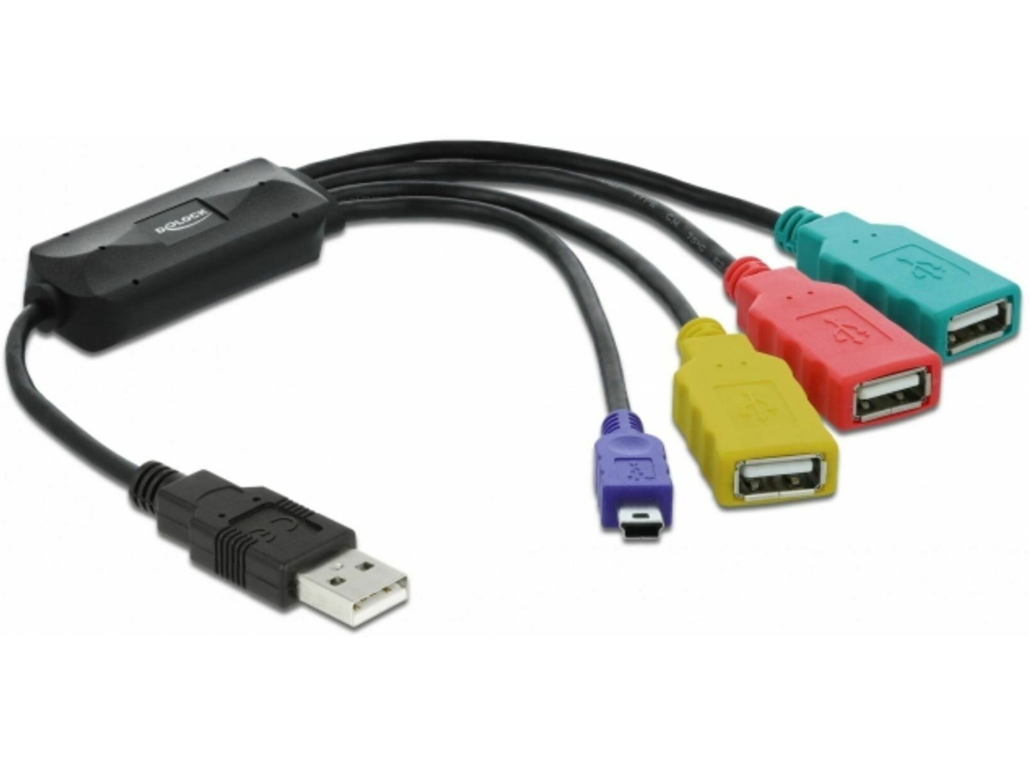DELOCK Hub USB na kablu 3xA, 1x mini USB Delock 61724