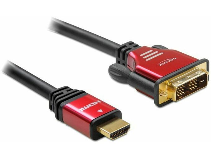 DELOCK HDMI-DVI-D kabel 2m HighSpeed rdeč Delock 84342