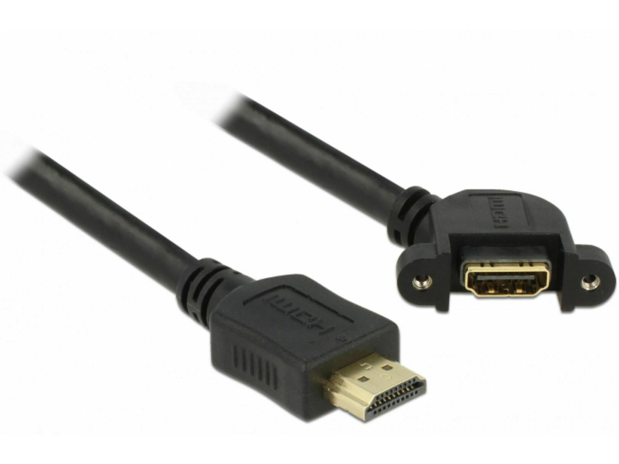 DELOCK HDMI-HDMI podaljšek z mrežno povezavo 0,5m Delock črn vgradni kotni 110° 85467
