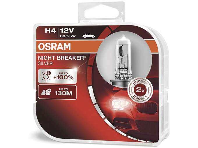OSRAM 12V Žarnica Osram 64193NBS-HCB DUO pack 12V 60/55W H4 Night Breaker SILVER duo box (2 x H4) 