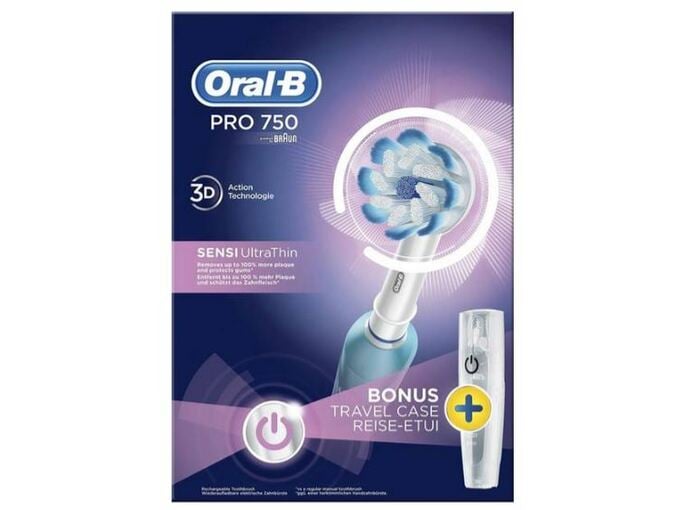 Oral-B električna zobna ščetka Pro 750 Sensi Ultra Thin svetlo modra