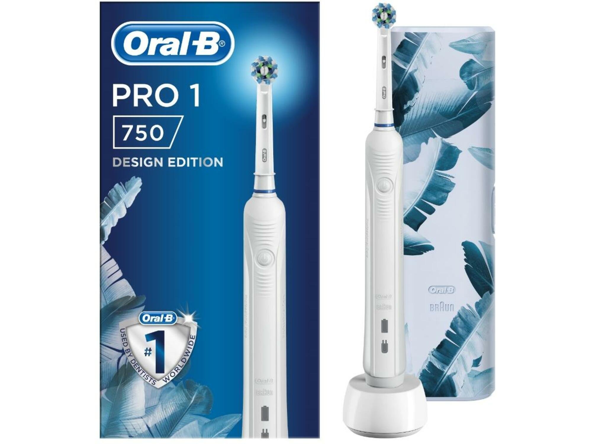 ORAL B električna zobna ščetka + potovalni etui Pro 1 750 CrossAction bela 4210201312314