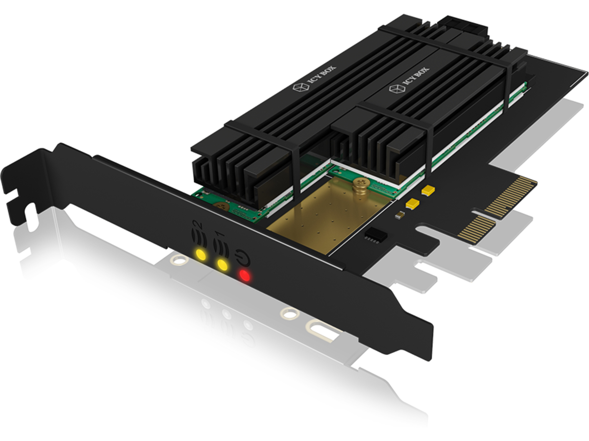 ICYBOX PCIe razširitvena kartica za 2x M.2 SSD-ja s hladilnikom  IB-PCI215M2-HSL