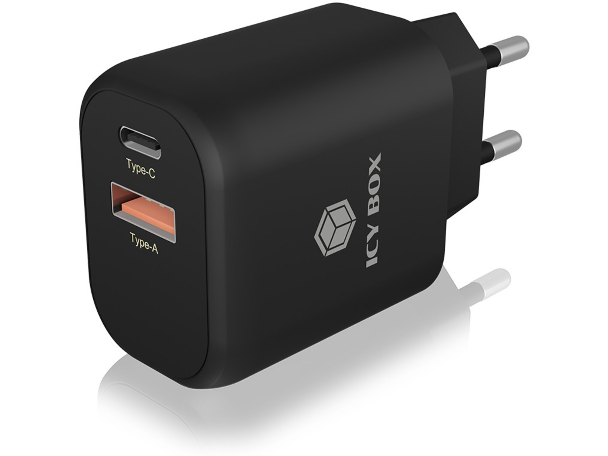 ICYBOX Icybox 2portni USB Quick Charge 3.0 hitri polnilnik, 1xUSB-C, 1xUSB-A IB-PS102-PD