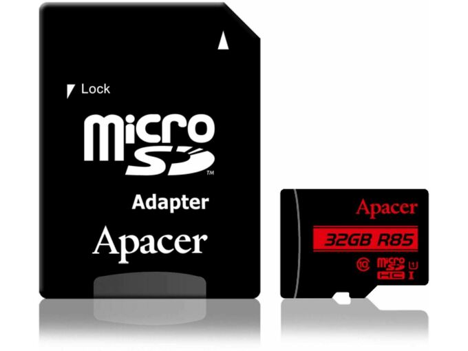 APACER Pomnilniška kartica microSD HC 32GB APACER UHS-I U1 R85 Class 10 + adapter AP32GMCSH10U5-R