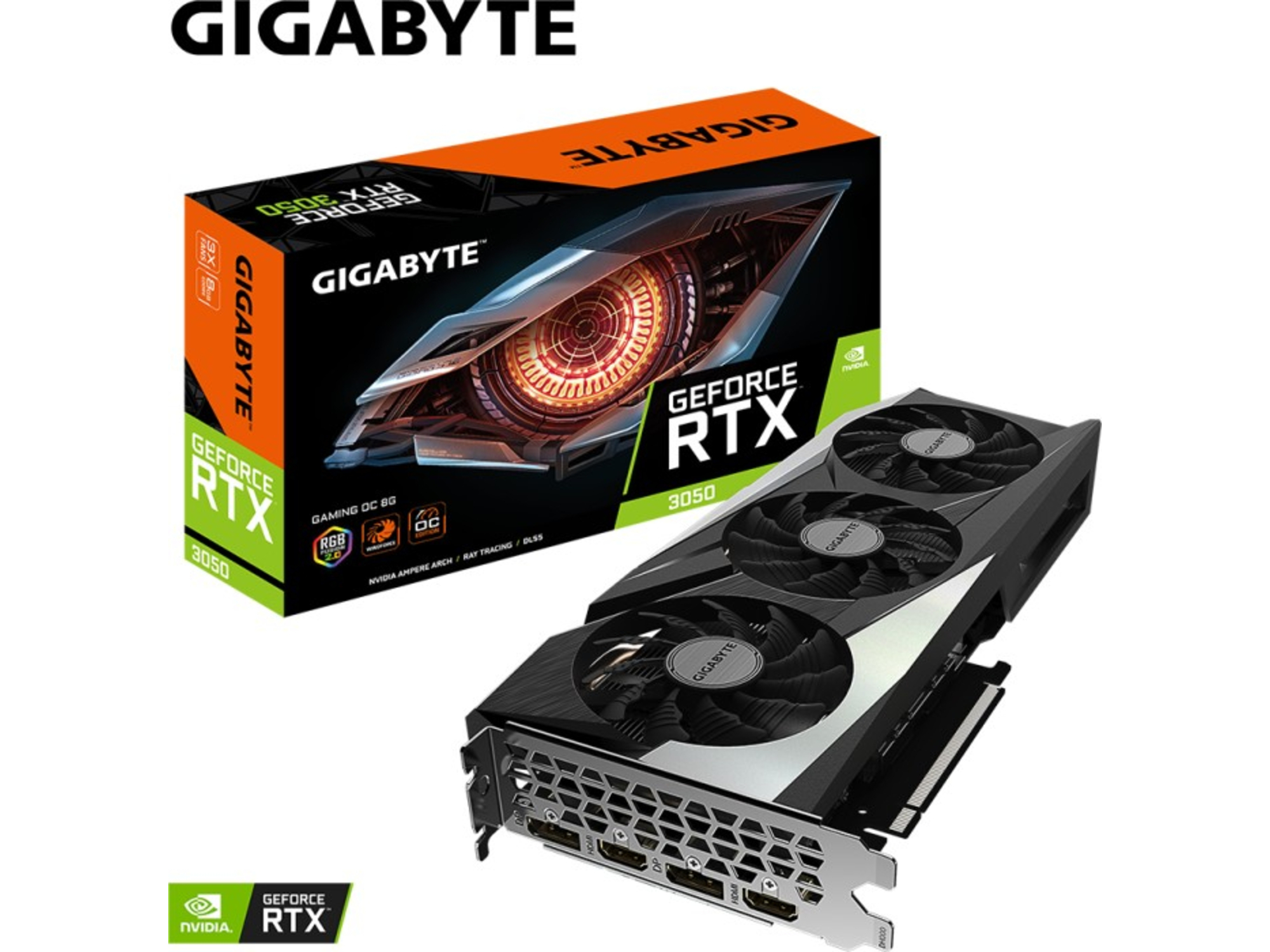 GIGABYTE Grafična kartica GIGABYTE GeForce RTX 3050 Gaming OC 8G, 8GB GDDR6, PCI-E 4.0 GV-N3050GAMING OC-8GD