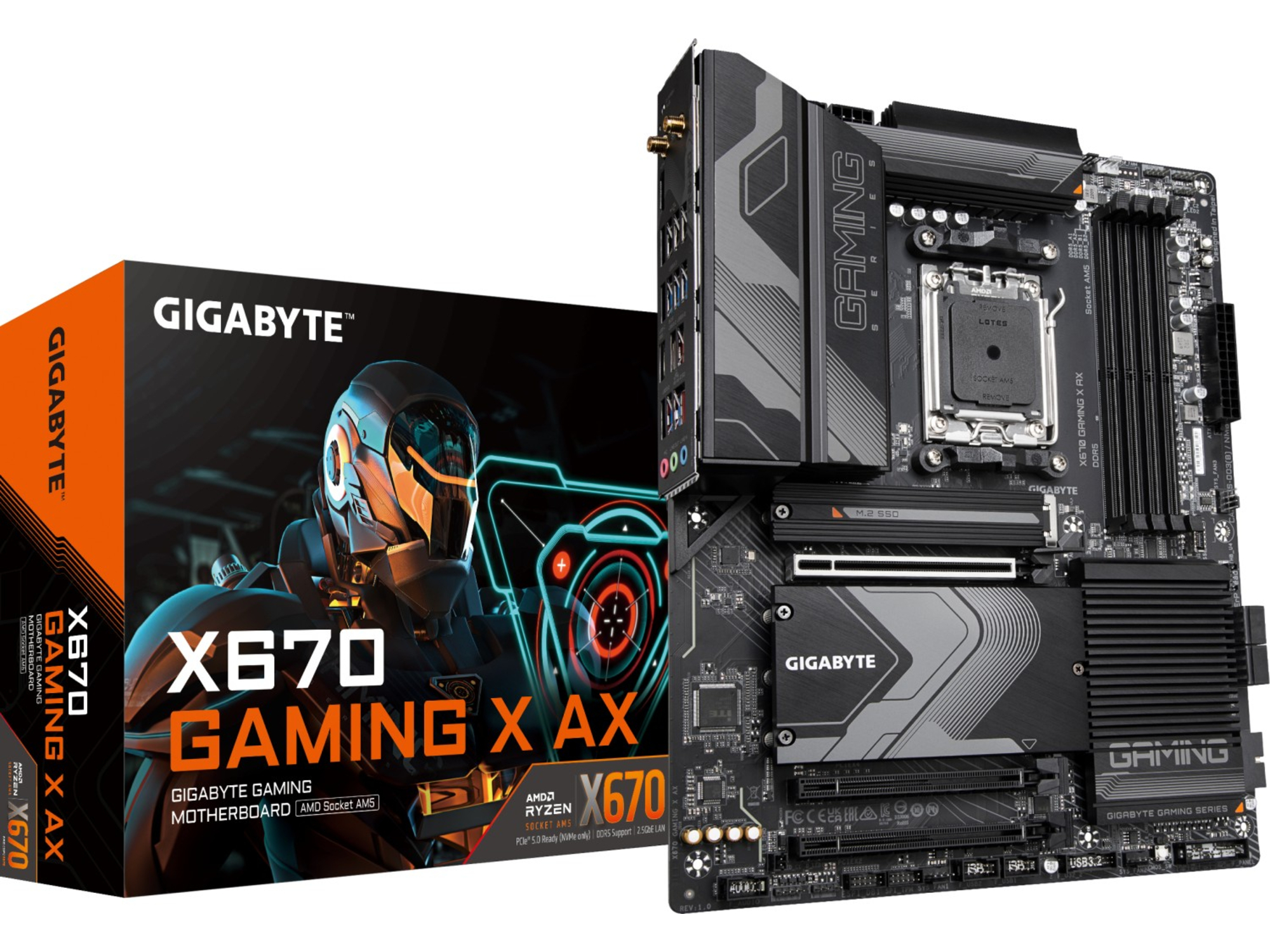 GIGABYTE osnovna plošča X670 gaming X AX, DDR5, SATA3, USB 3.2 Gen 2x2, DP, WiFi, AM5 ATX