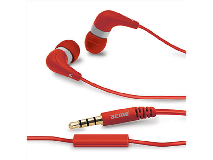 ACME ušesne slušalke z vgrajenim mikrofonom Groovy HE15R rdeče