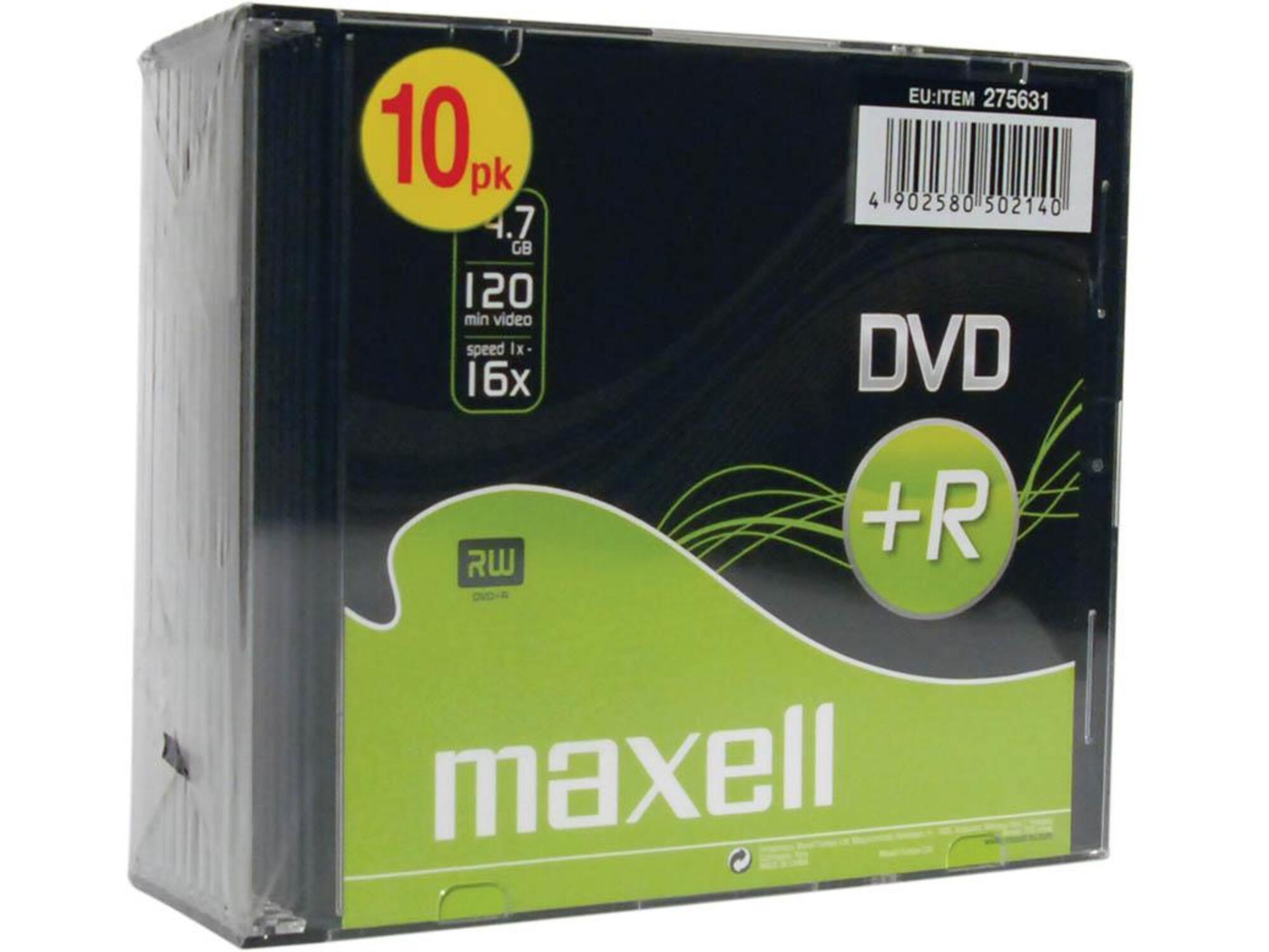 MAXELL DVD+R 4,7GB 16X MA27563140 10kos 5mm škatlice