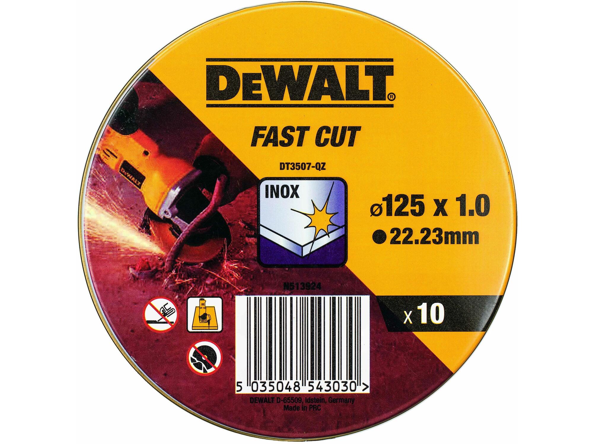 DeWALT rezalna plošča za inox 125mm 10 kos DT3507