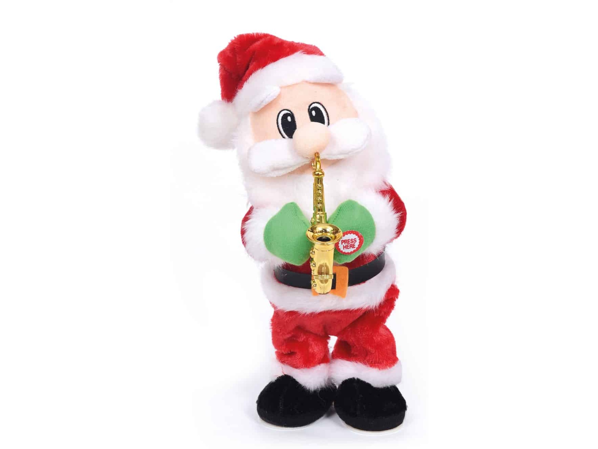 Family Christmas plešoči božiček s saksofonom - 35 cm - na baterije