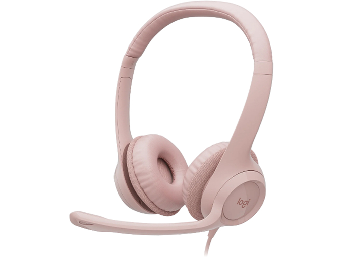 LOGITECH slušalke z mikrofonom H390, roza